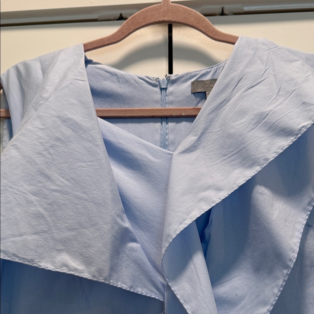COS Light Blue Sleeveless Dress drapey cotton size 10 - Picture 3 of 8